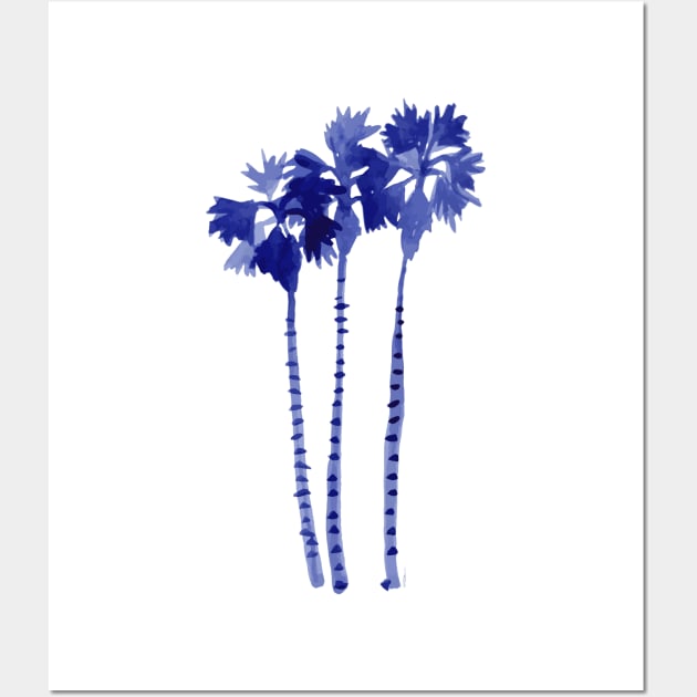 Blue Palm Trees Wall Art by Limezinnias Design